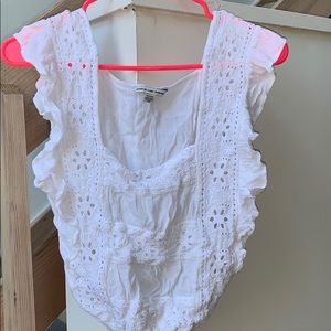 Cute white off the shoulder shirt!